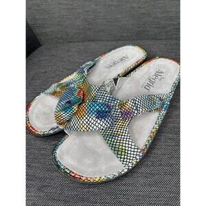ALEGRIA Sandals Womens EU 39 US 8.5  Violet VIO-720 Rainbow Python Leather Slide